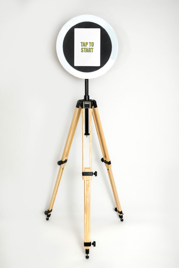 photobooth with tripod on white background