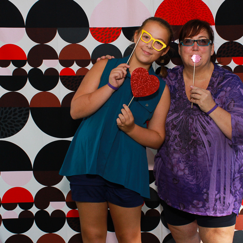 red and black photo booth backdrop